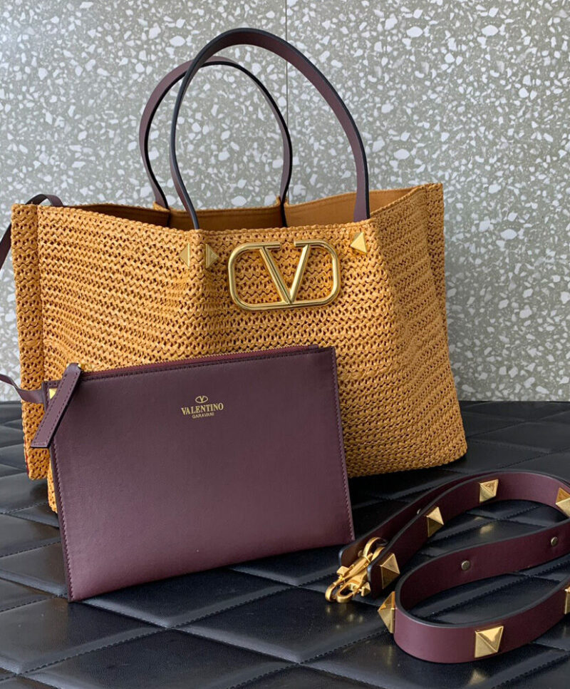 Valentino Medium Shopping Bag In Synthetic Raffia